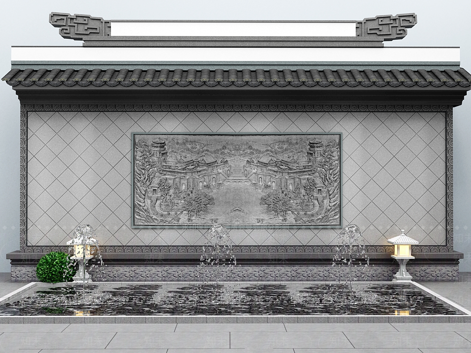 中式景观墙3D模型下载【ID:1158434895】