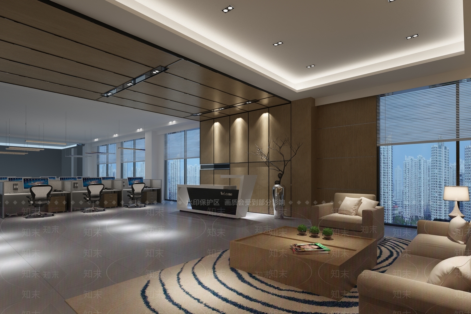 现代公司前台接待区3D模型下载【ID:1158437591】