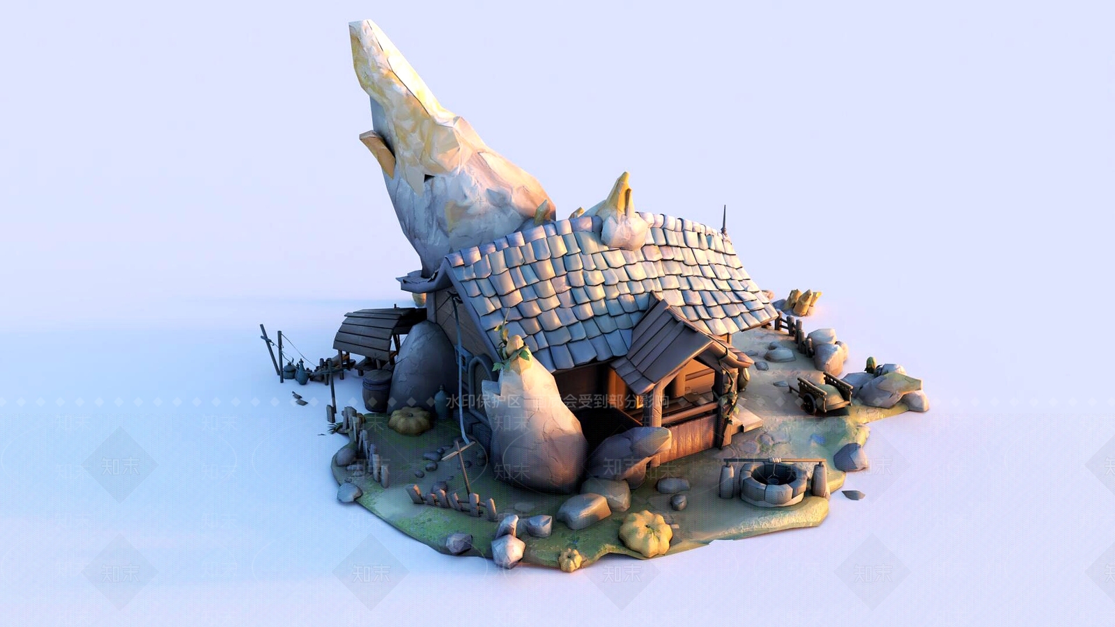 现代卡通奇幻小屋3D模型下载【ID:1158438110】