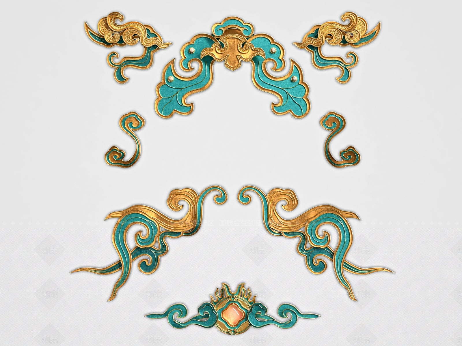 新中式花纹3D模型下载【ID:1158439635】