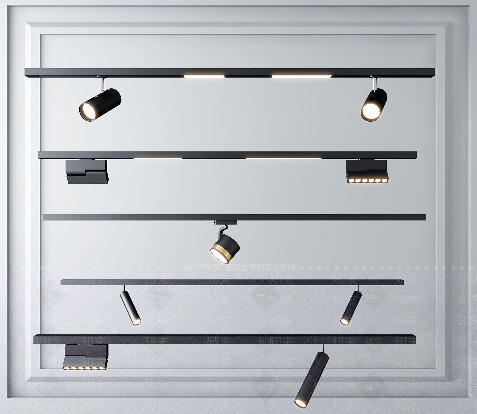 现代磁吸轨道灯射灯3D模型下载【ID:1158442144】