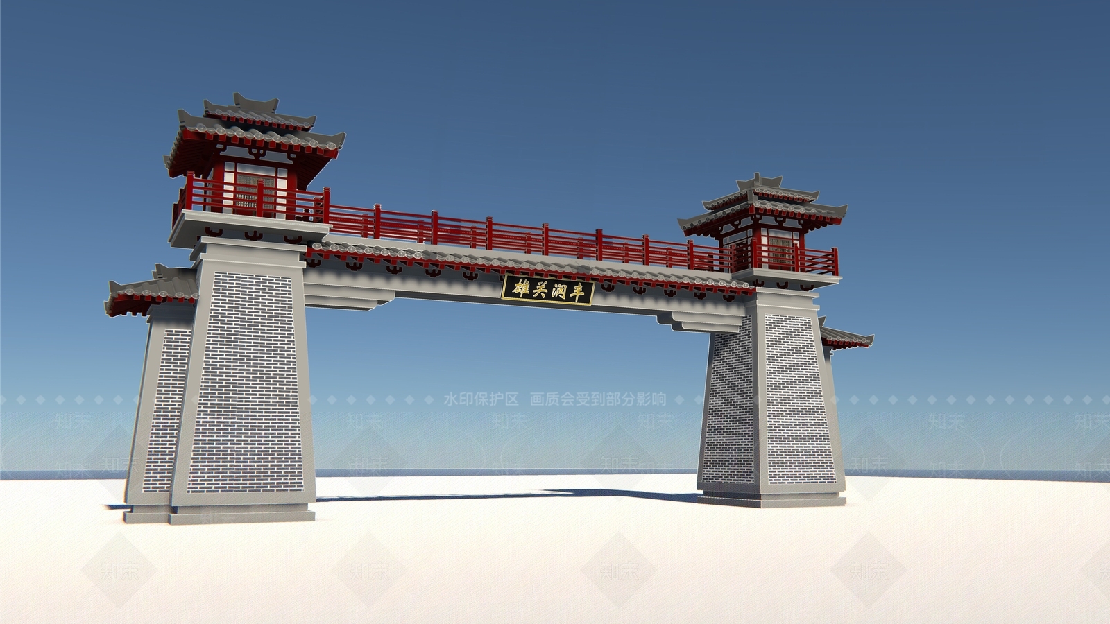 中式门楼牌坊SU模型下载【ID:1158442798】