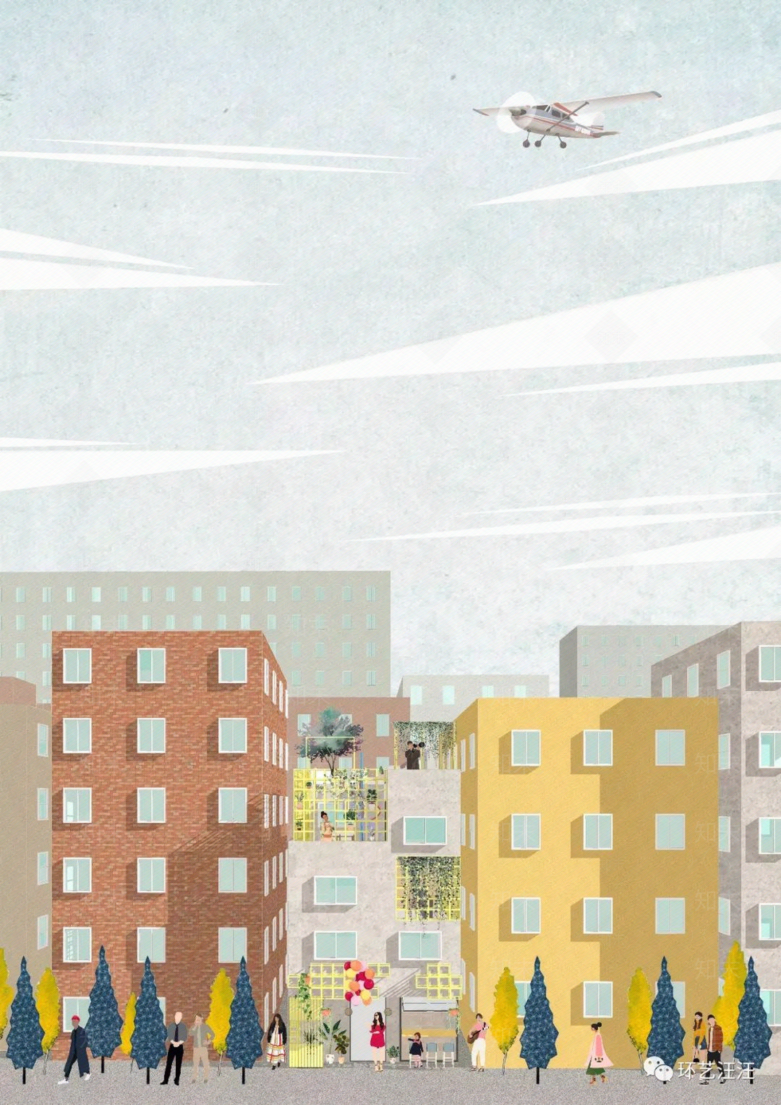 竞赛风拼贴风建筑效果图贴图下载【ID:1158446558】