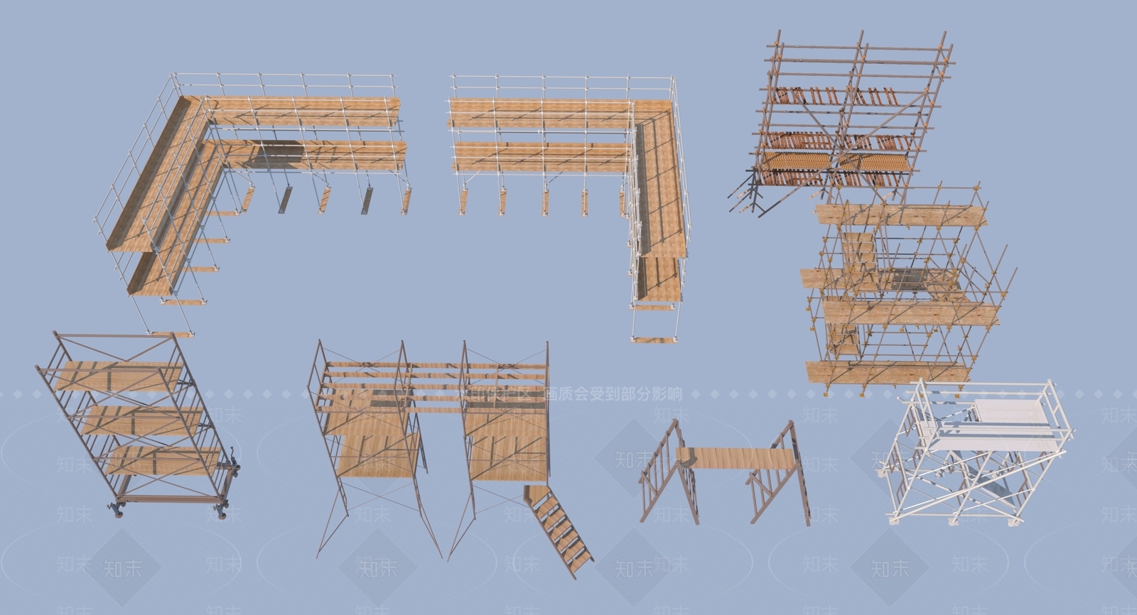 现代工地脚手架3D模型下载【ID:1158450912】