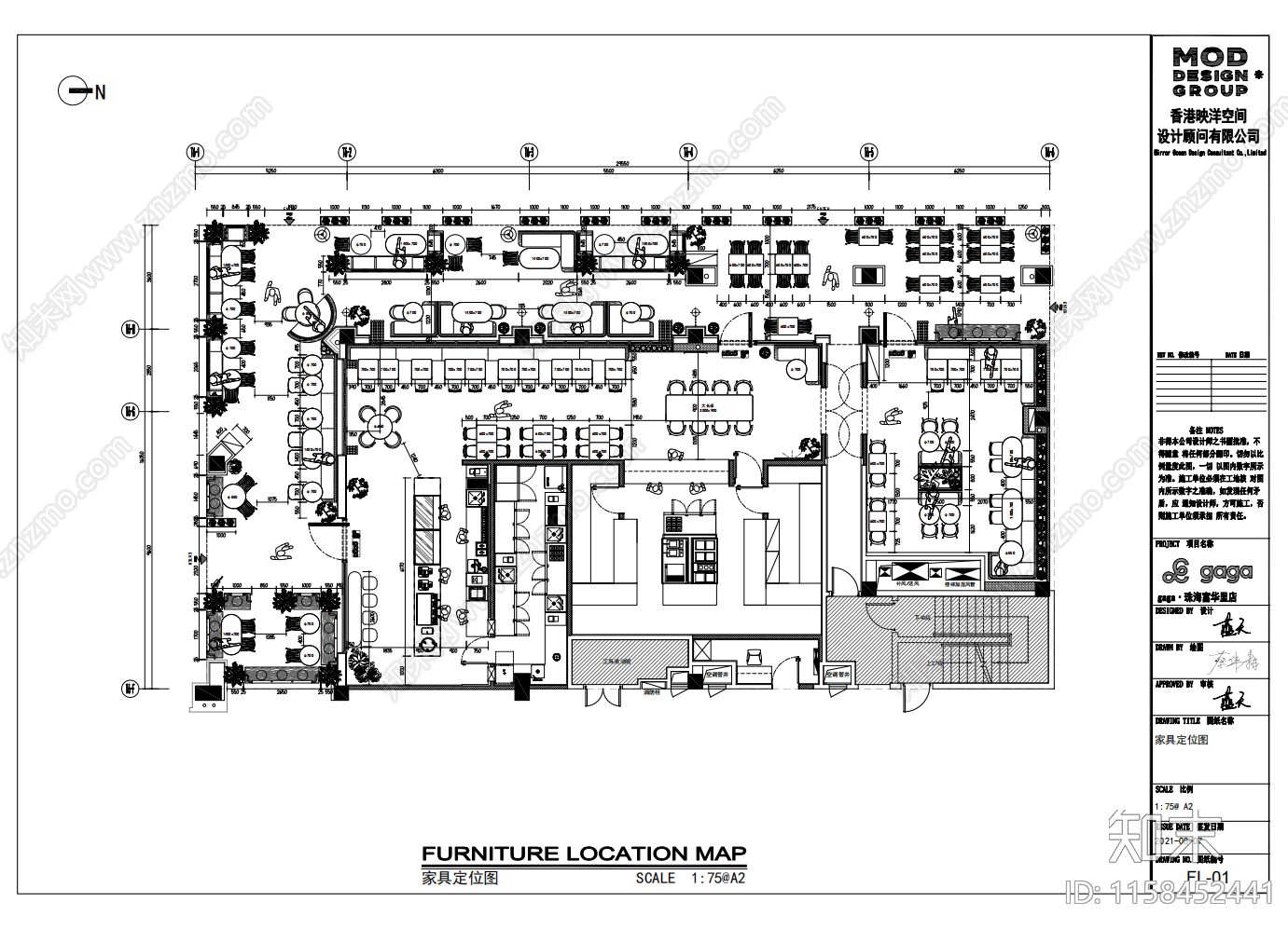 gaga珠海店超详细室内装饰图cad施工图下载【ID:1158452441】