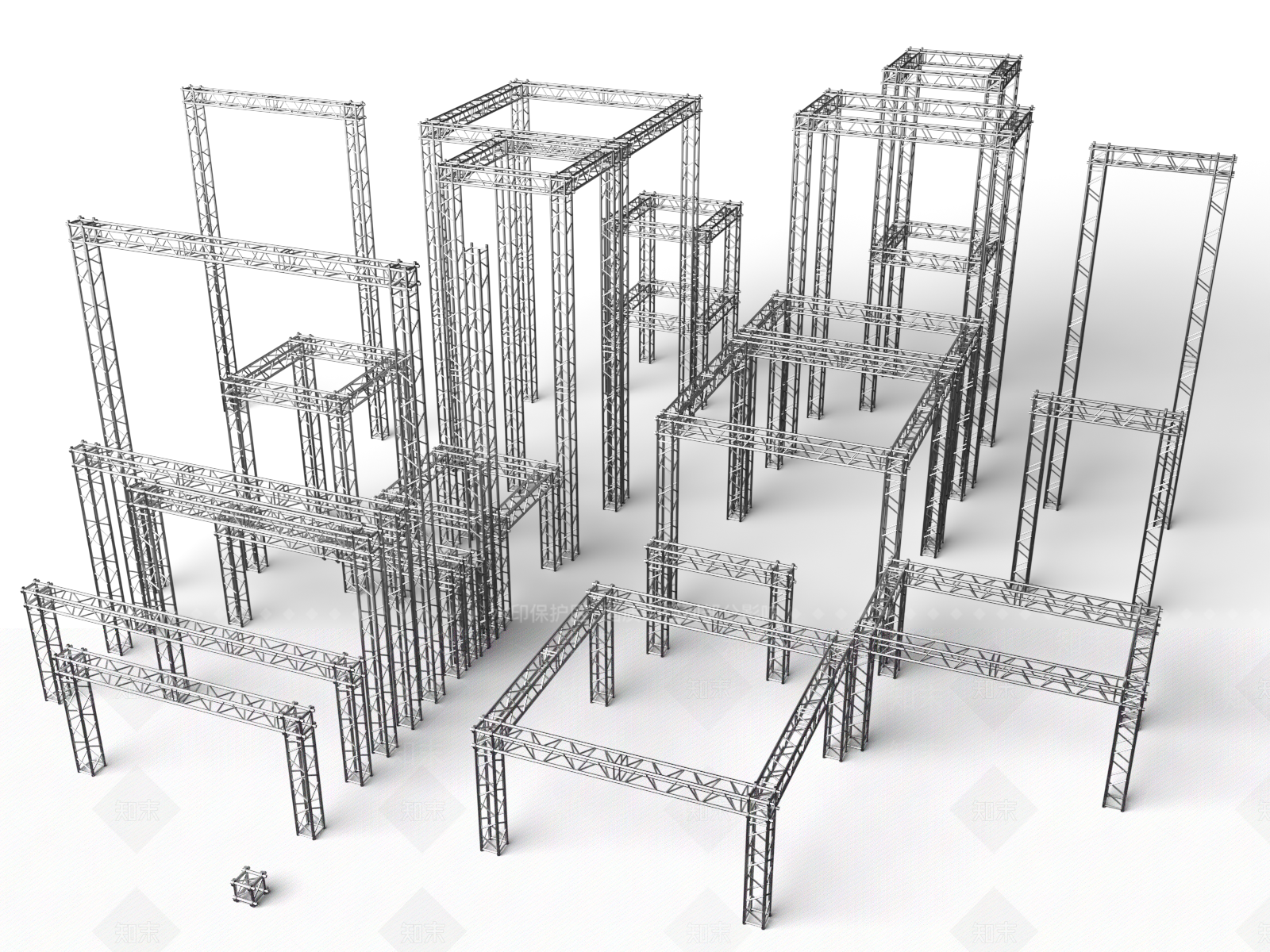 现代工厂管道电缆架子3D模型下载【ID:1158456060】