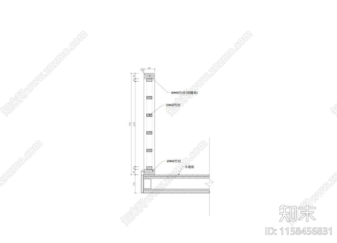 室内竹木栏杆cad施工图下载【ID:1158456831】