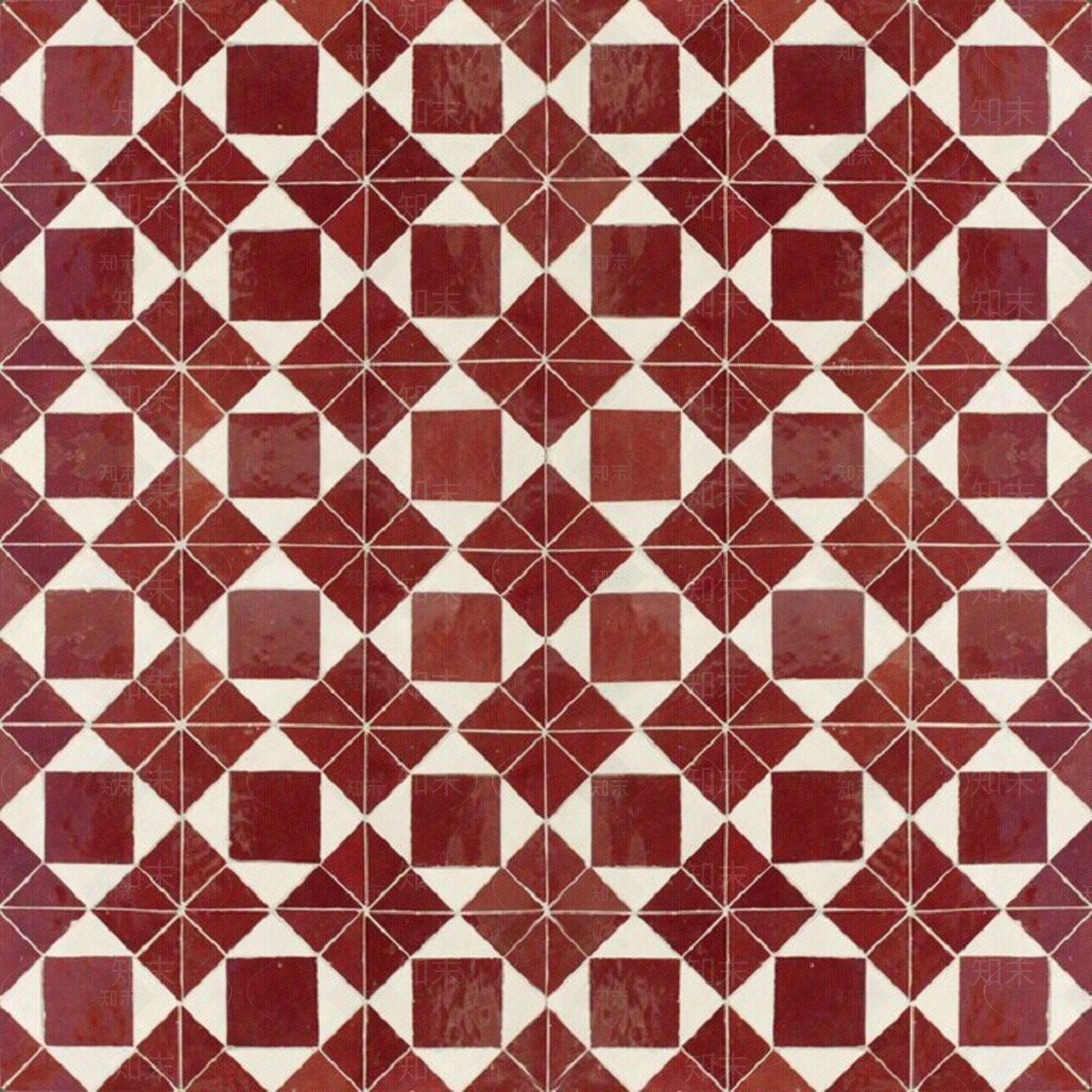 复古红色菱形花砖贴图下载【ID:1158458180】