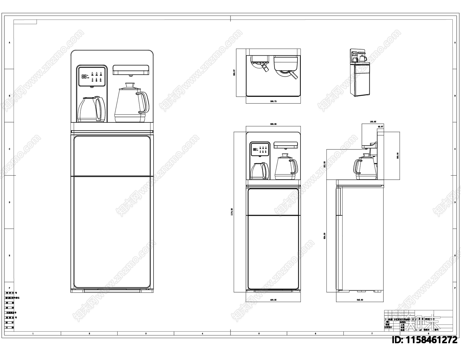 茶吧机线稿图设计施工图下载【ID:1158461272】