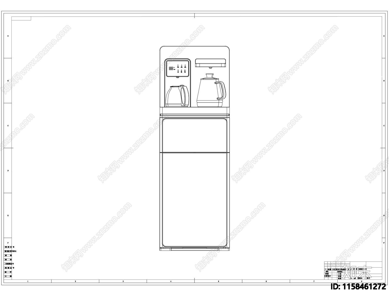 茶吧机线稿图设计cad施工图下载【ID:1158461272】