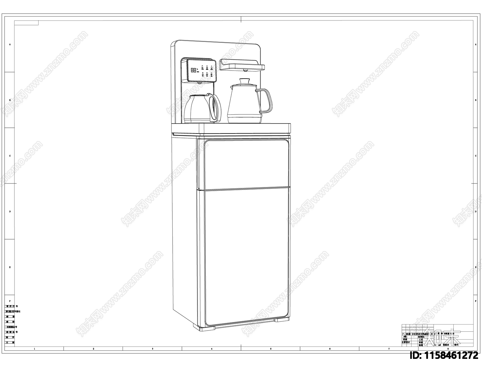 茶吧机线稿图设计cad施工图下载【ID:1158461272】
