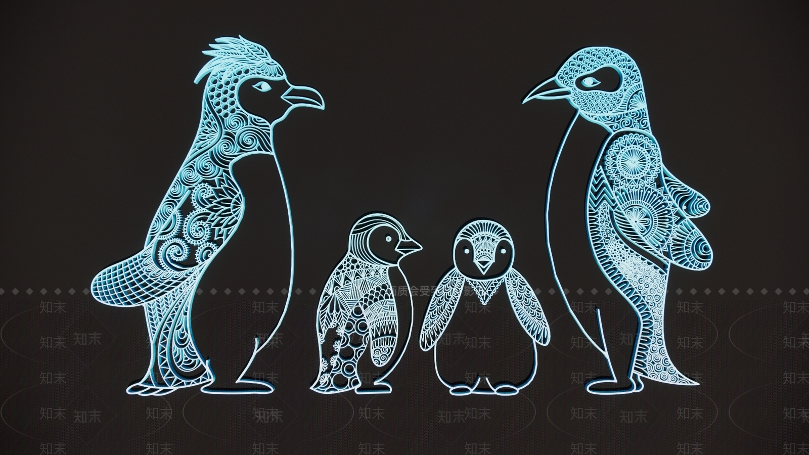 现代动物企鹅剪影3D模型下载【ID:1158461605】