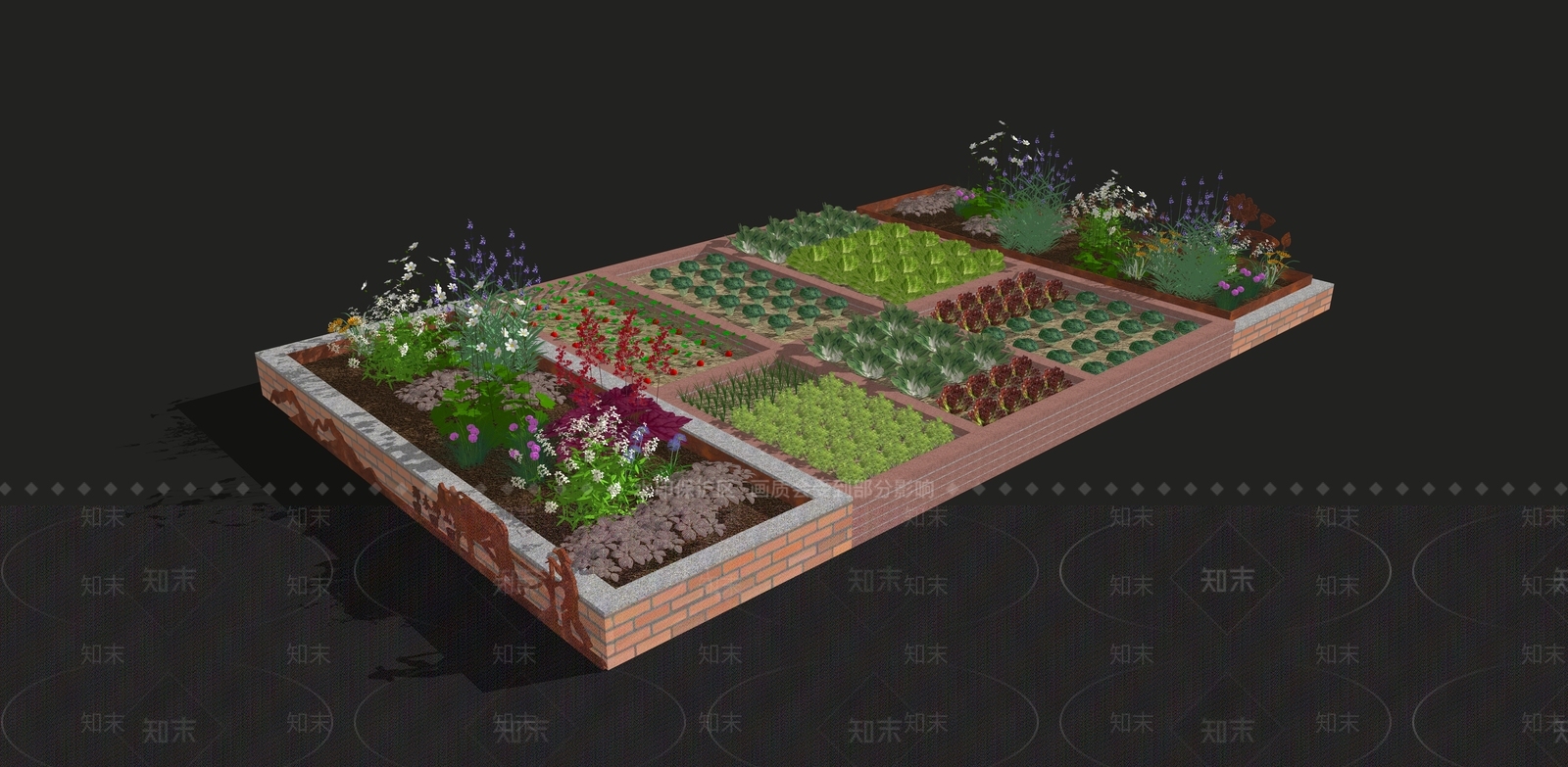 现代乡村菜田景观SU模型下载【ID:1158461813】
