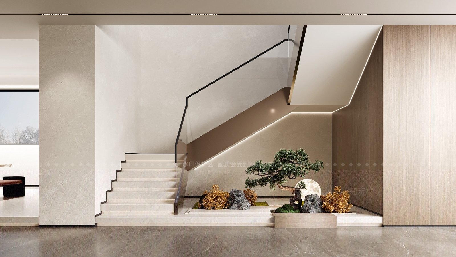 现代楼梯间3D模型下载【ID:1158462895】