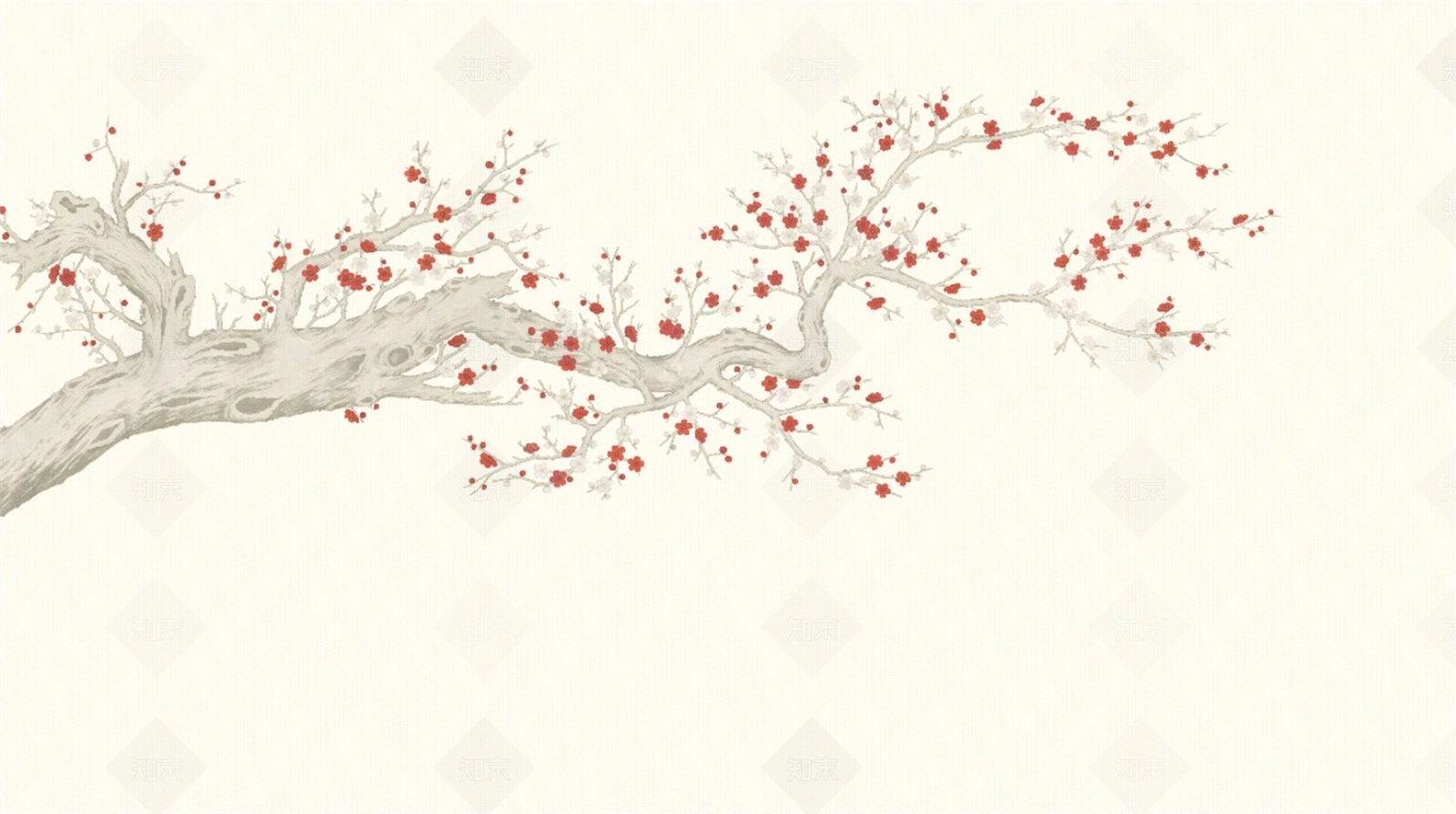 新中式树枝壁画贴图下载【ID:1158462985】