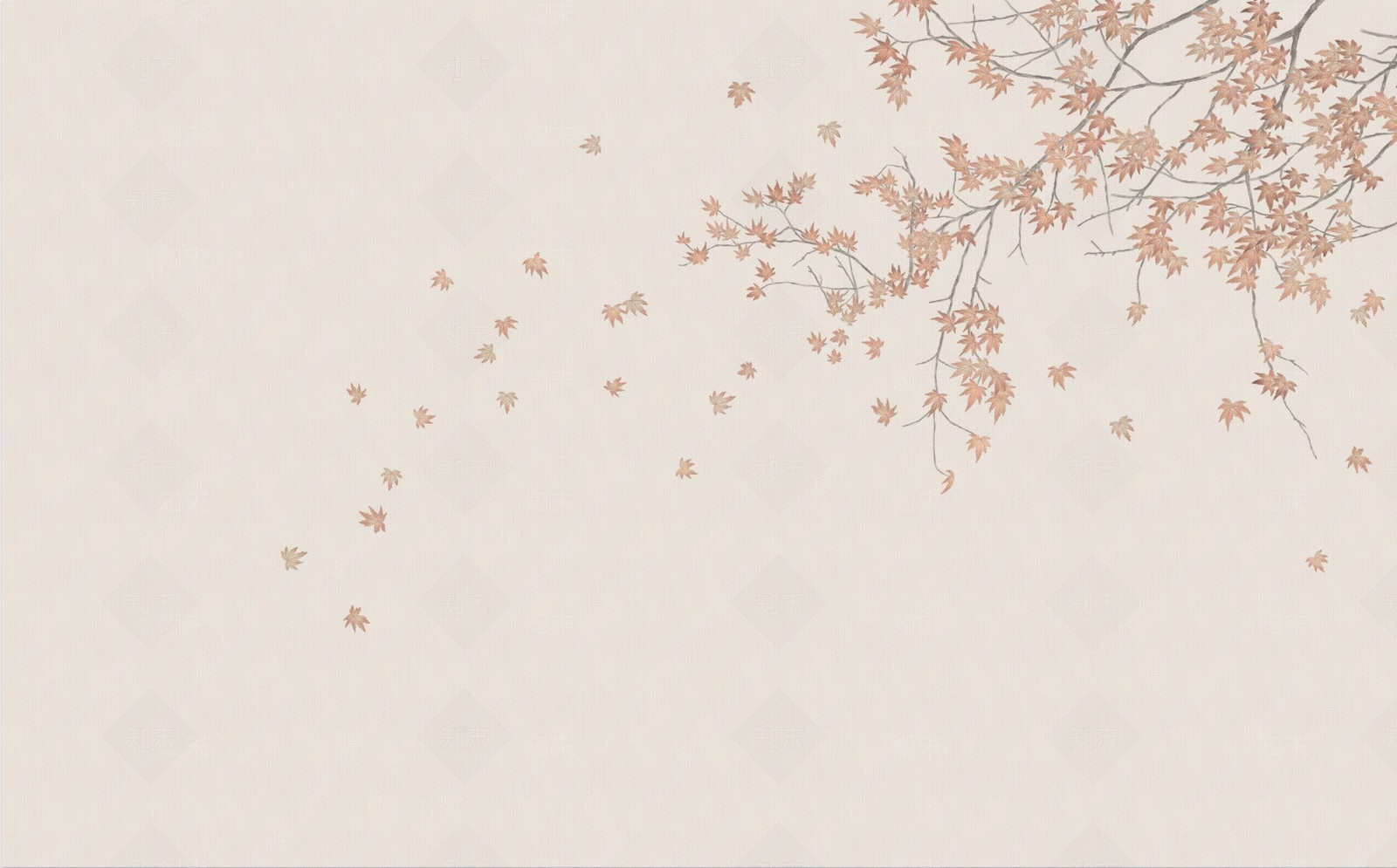 新中式枫叶壁画贴图下载【ID:1158463201】