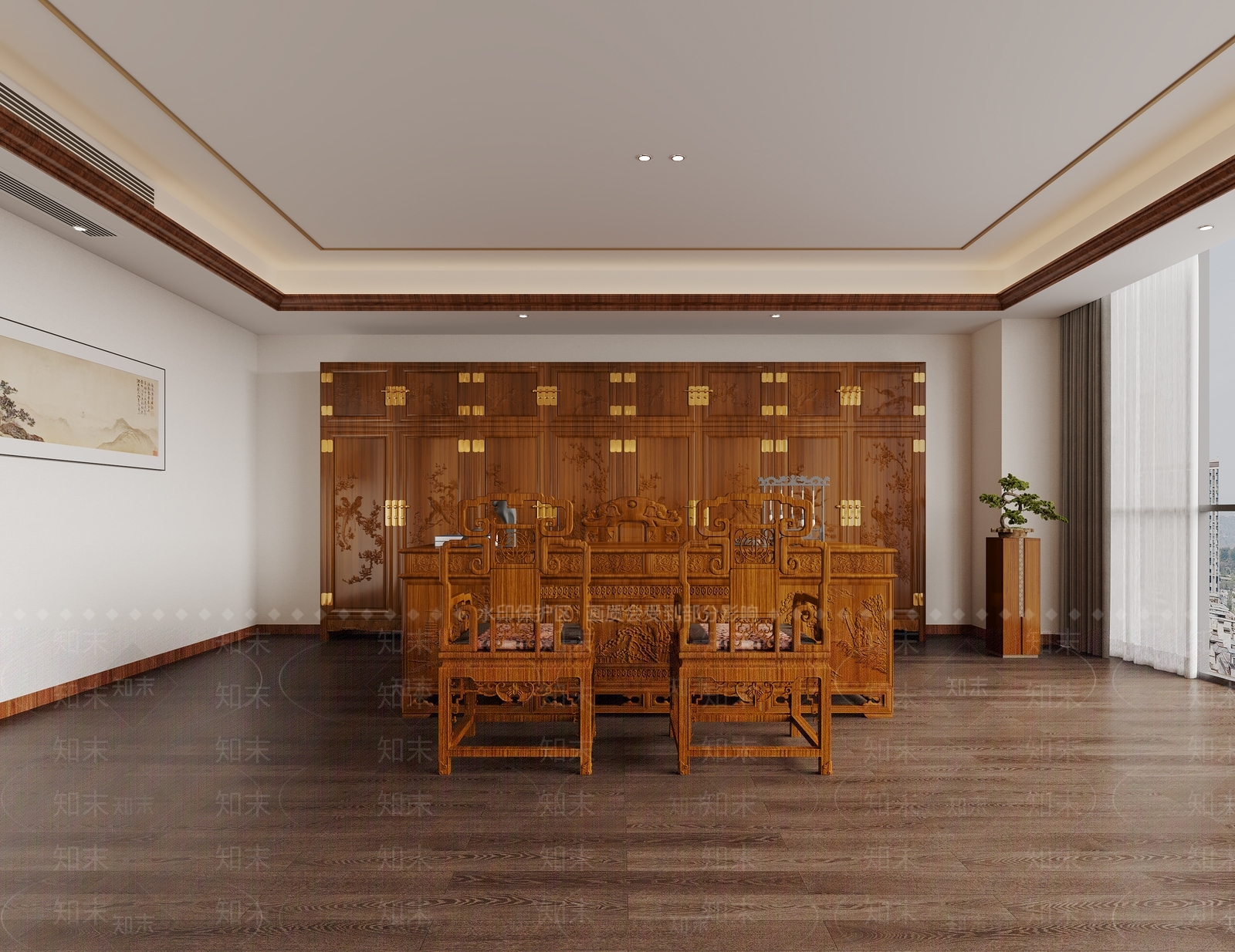 中式经理室3D模型下载【ID:1158463399】