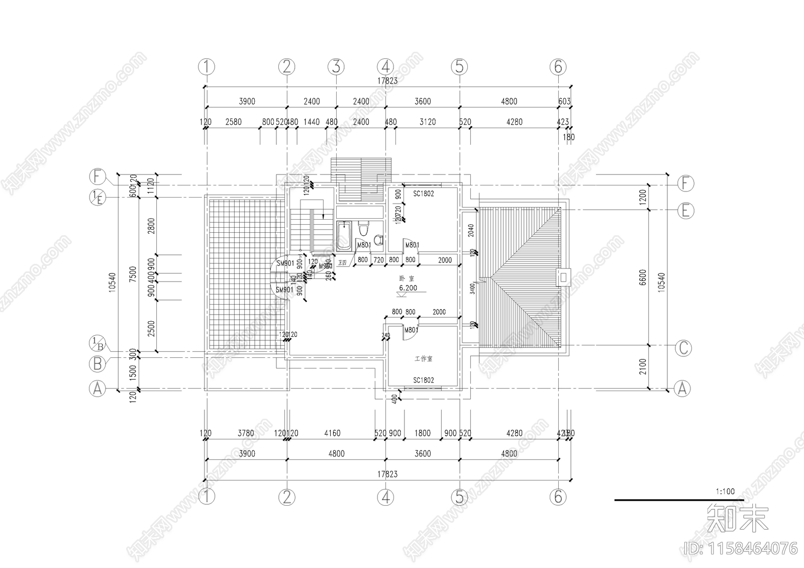 北美风格别致三层别墅建筑设计图cad施工图下载【ID:1158464076】