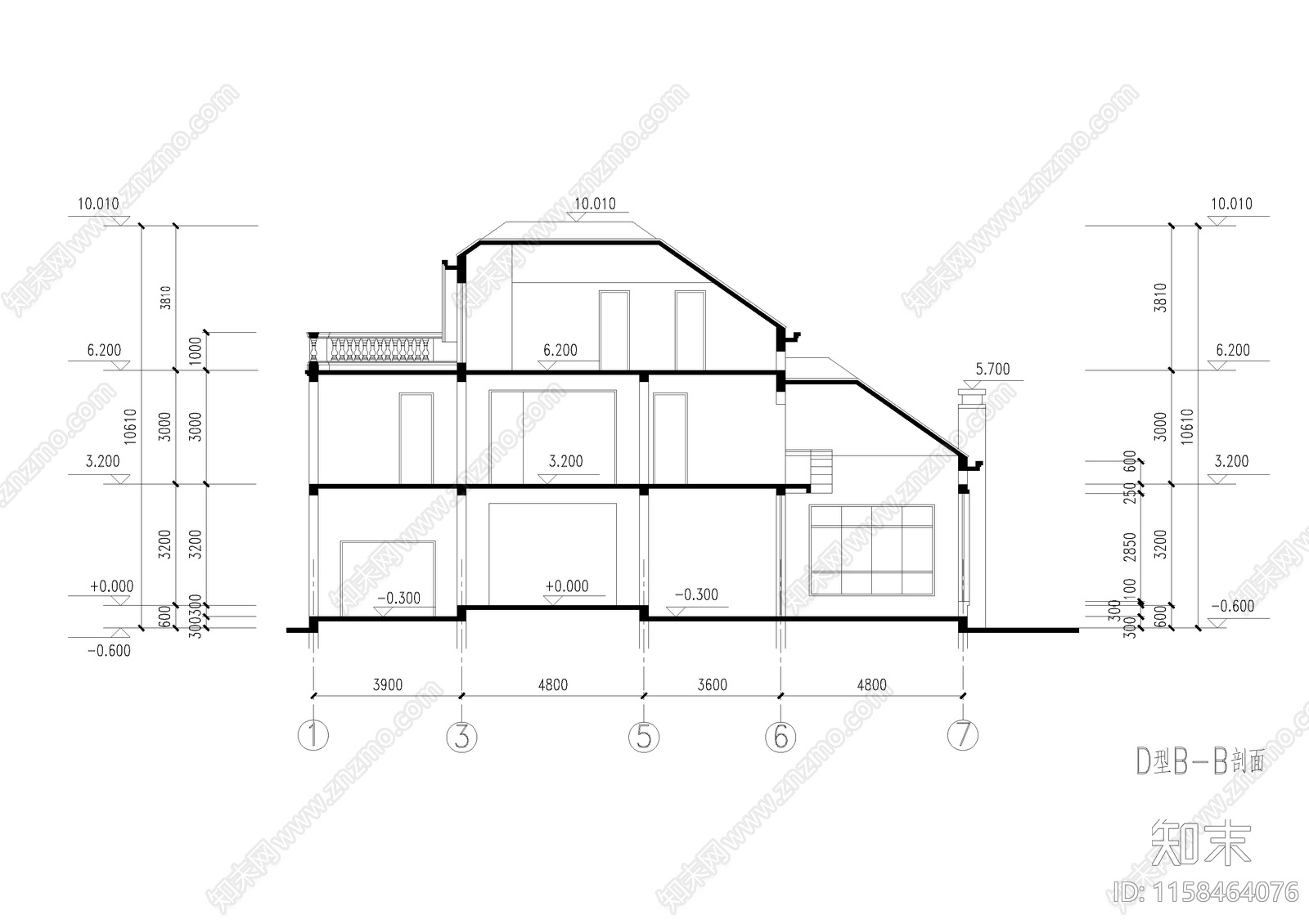 北美风格别致三层别墅建筑设计图cad施工图下载【ID:1158464076】