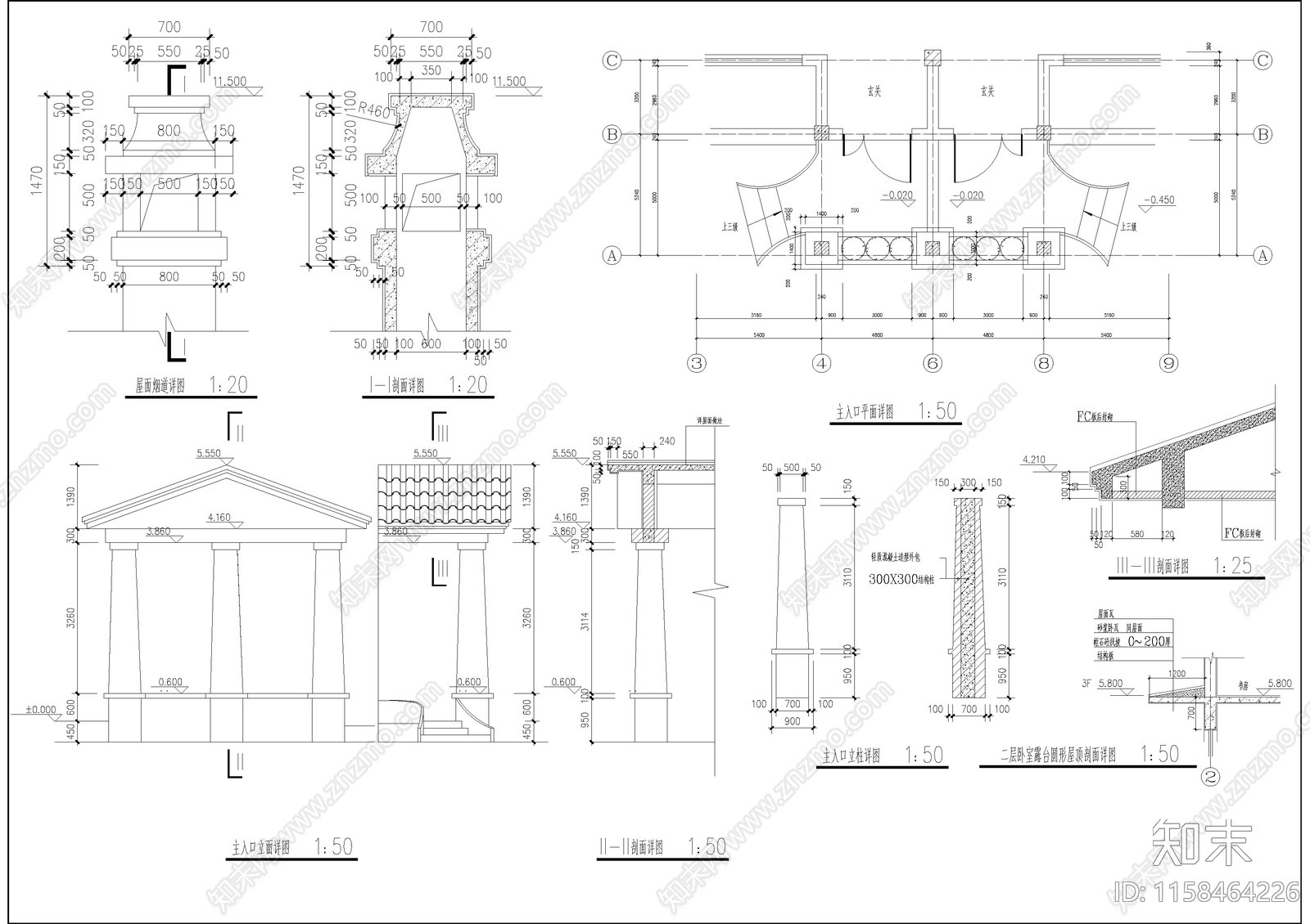 双拼别墅建筑设计图cad施工图下载【ID:1158464226】