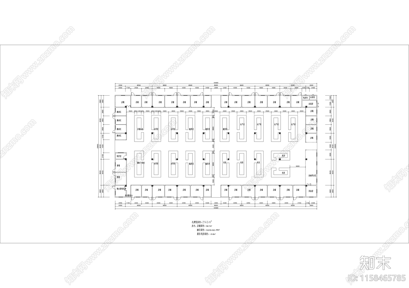 新建农贸市场建筑设cad施工图下载【ID:1158465785】