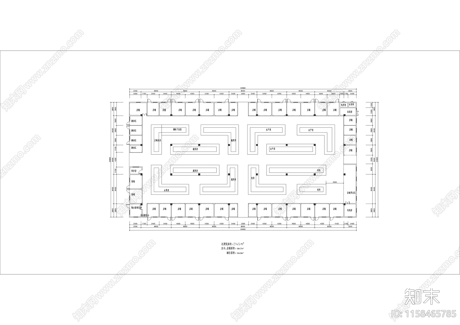 新建农贸市场建筑设cad施工图下载【ID:1158465785】