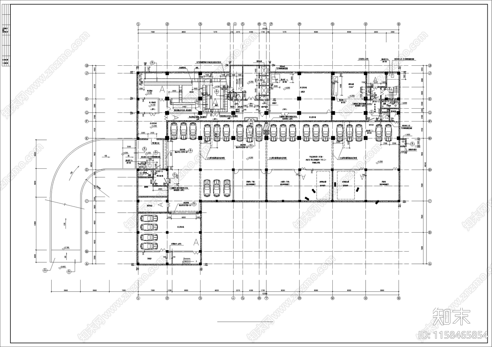 高层商用综合楼cad施工图下载【ID:1158465854】