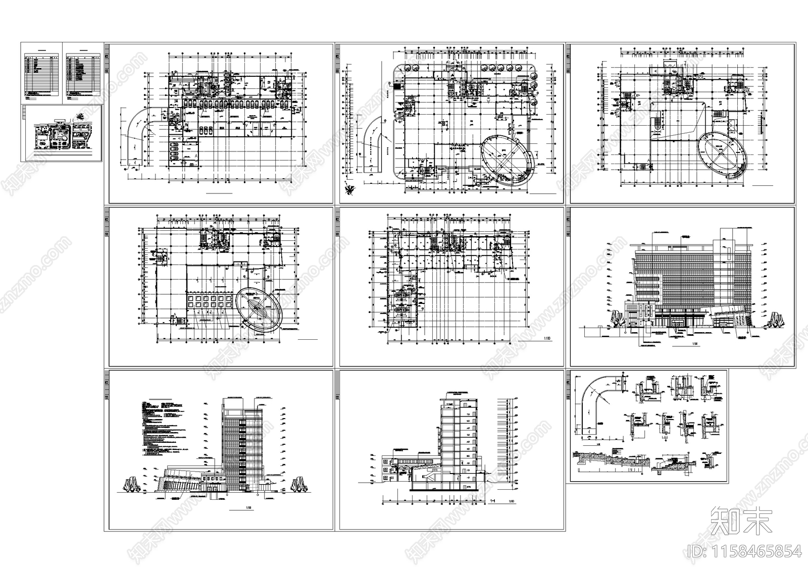 高层商用综合楼cad施工图下载【ID:1158465854】