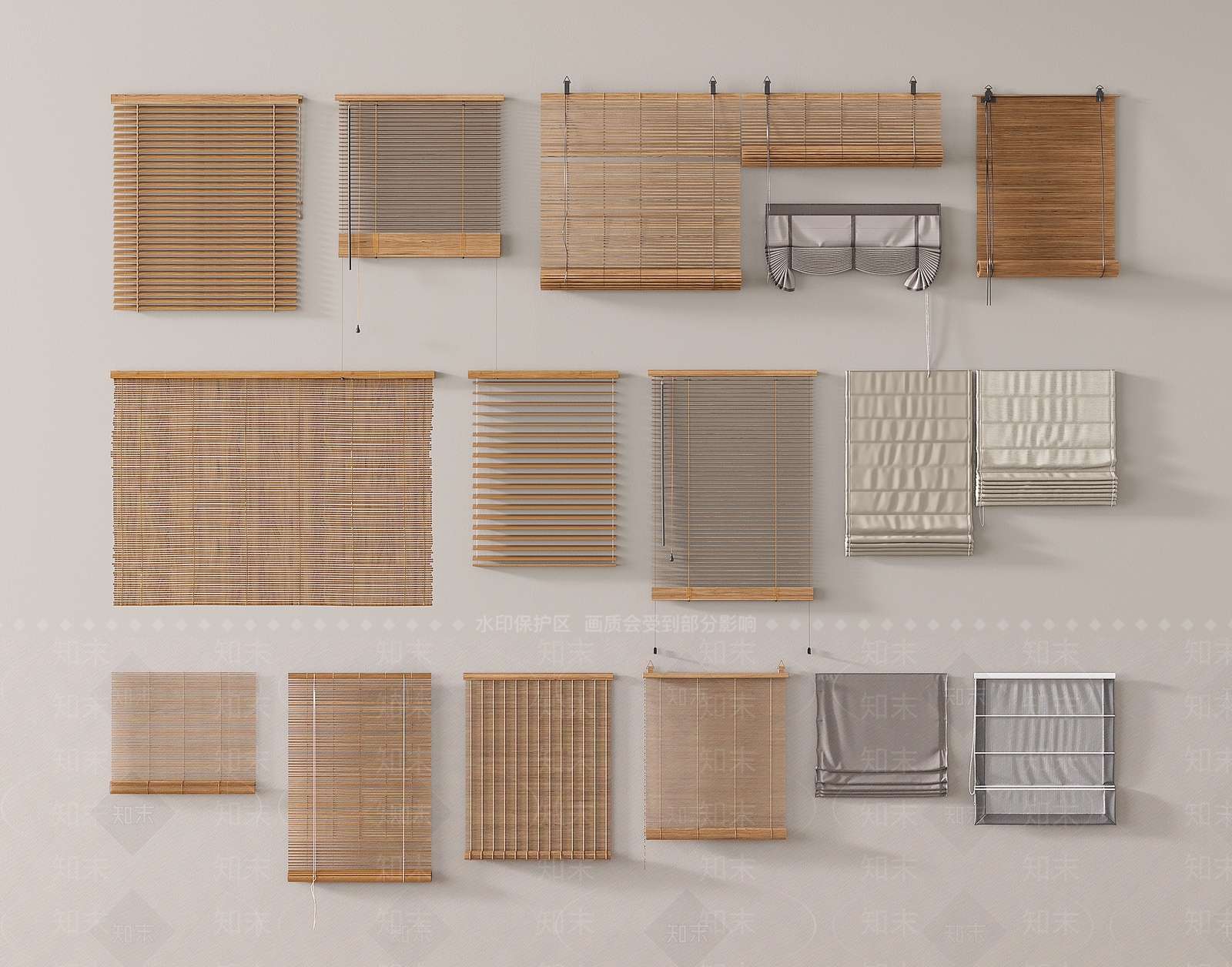 新中式竹帘窗帘3D模型下载【ID:1158466632】