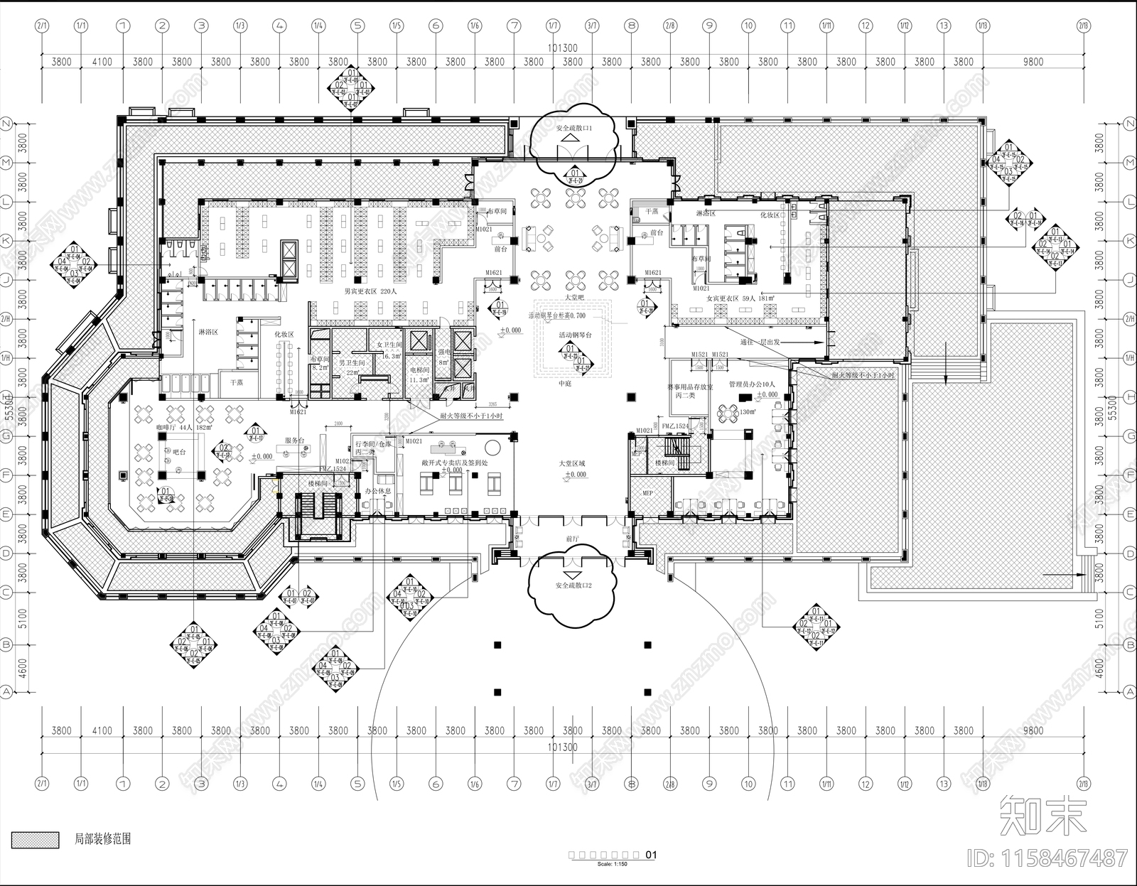 某高尔夫会所精装修8000平方米施工图下载【ID:1158467487】