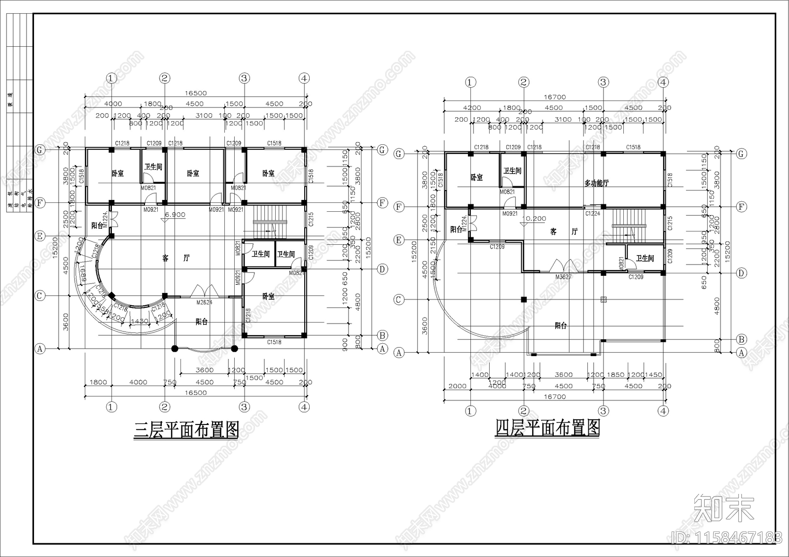 闽南特色别墅建筑设计方案图cad施工图下载【ID:1158467183】