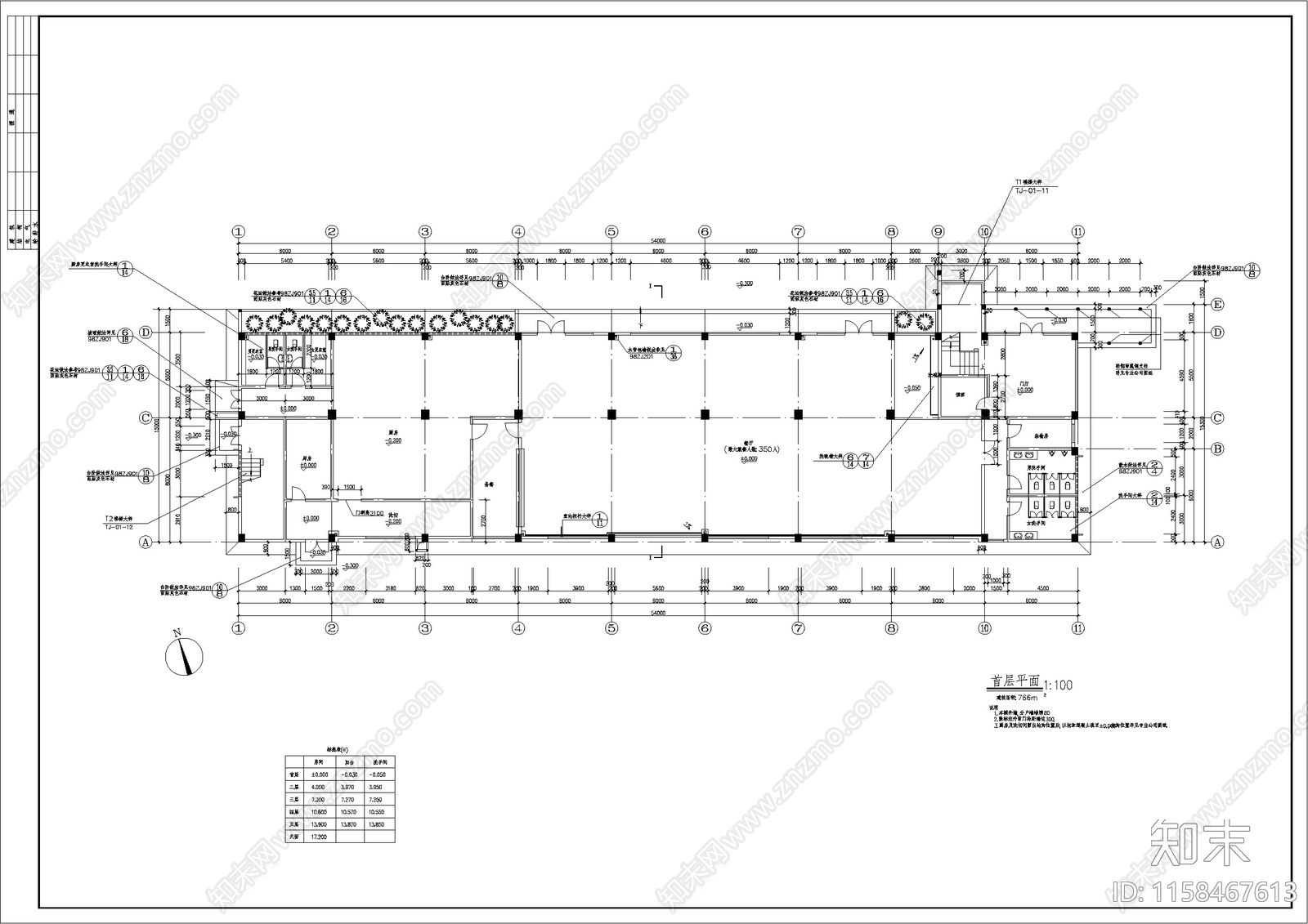 五层办公cad施工图下载【ID:1158467613】