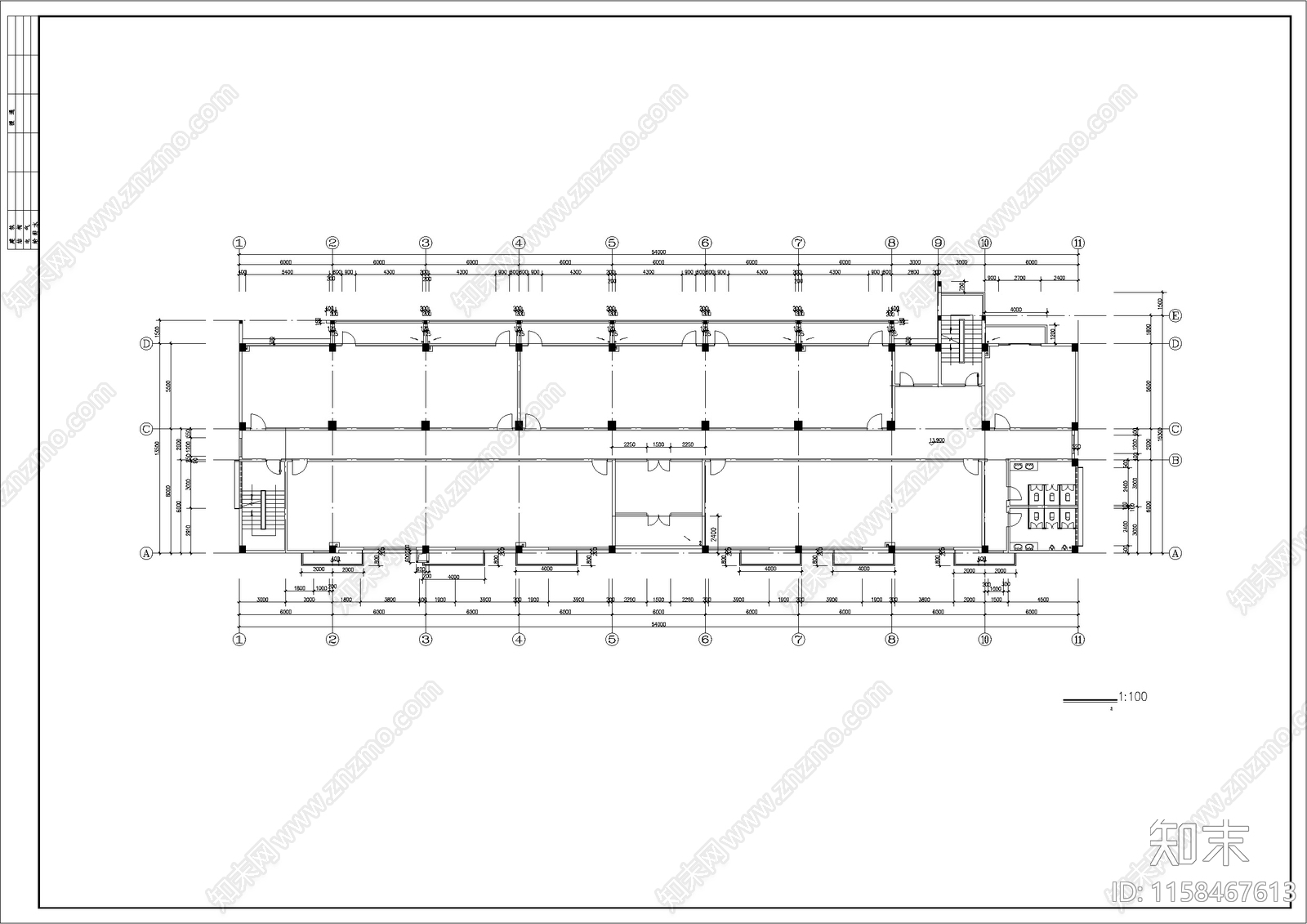 五层办公cad施工图下载【ID:1158467613】