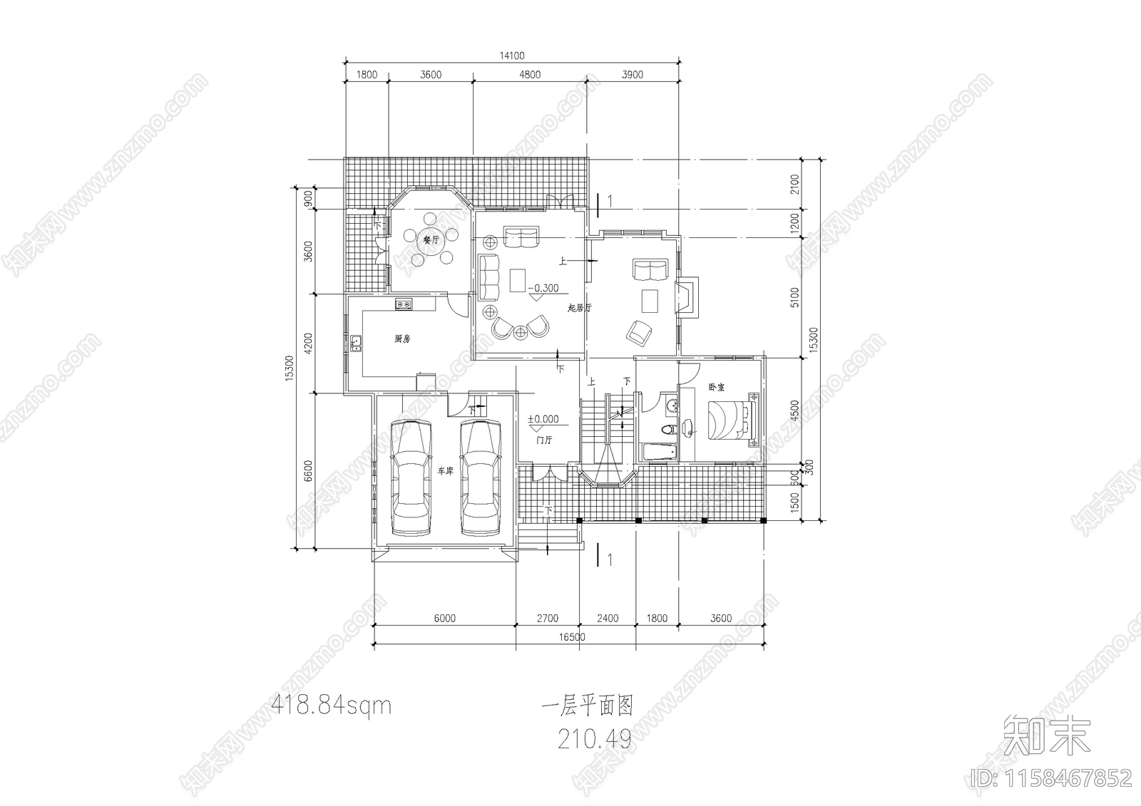 小型别墅建筑设计带效果图cad施工图下载【ID:1158467852】