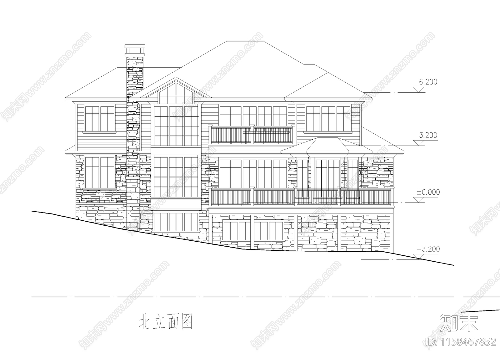 小型别墅建筑设计带效果图cad施工图下载【ID:1158467852】