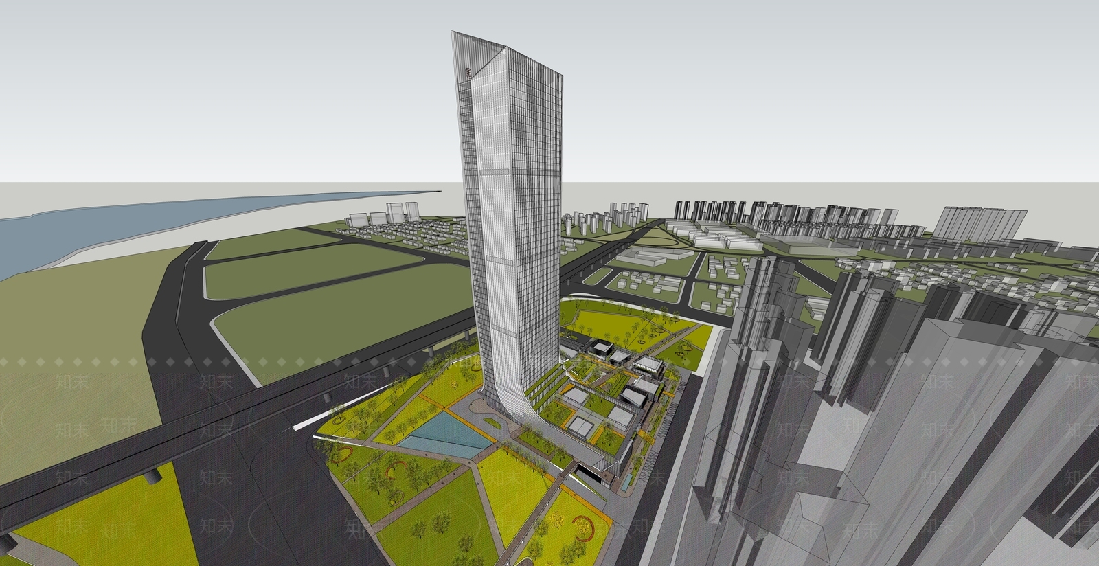 现代世贸超高层大楼SU模型下载【ID:1158471958】