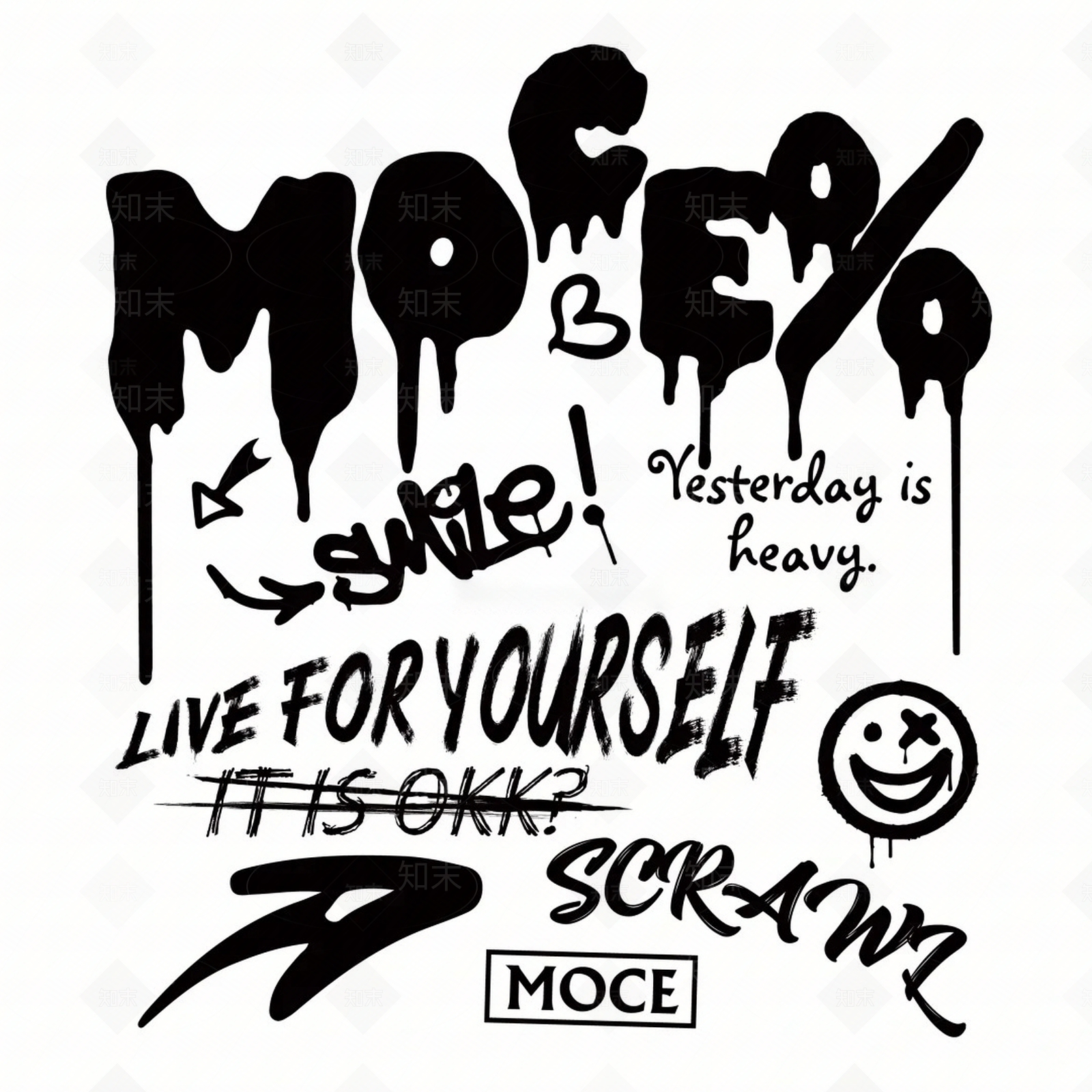 墙面装饰涂鸦图案贴图下载【ID:1158472592】