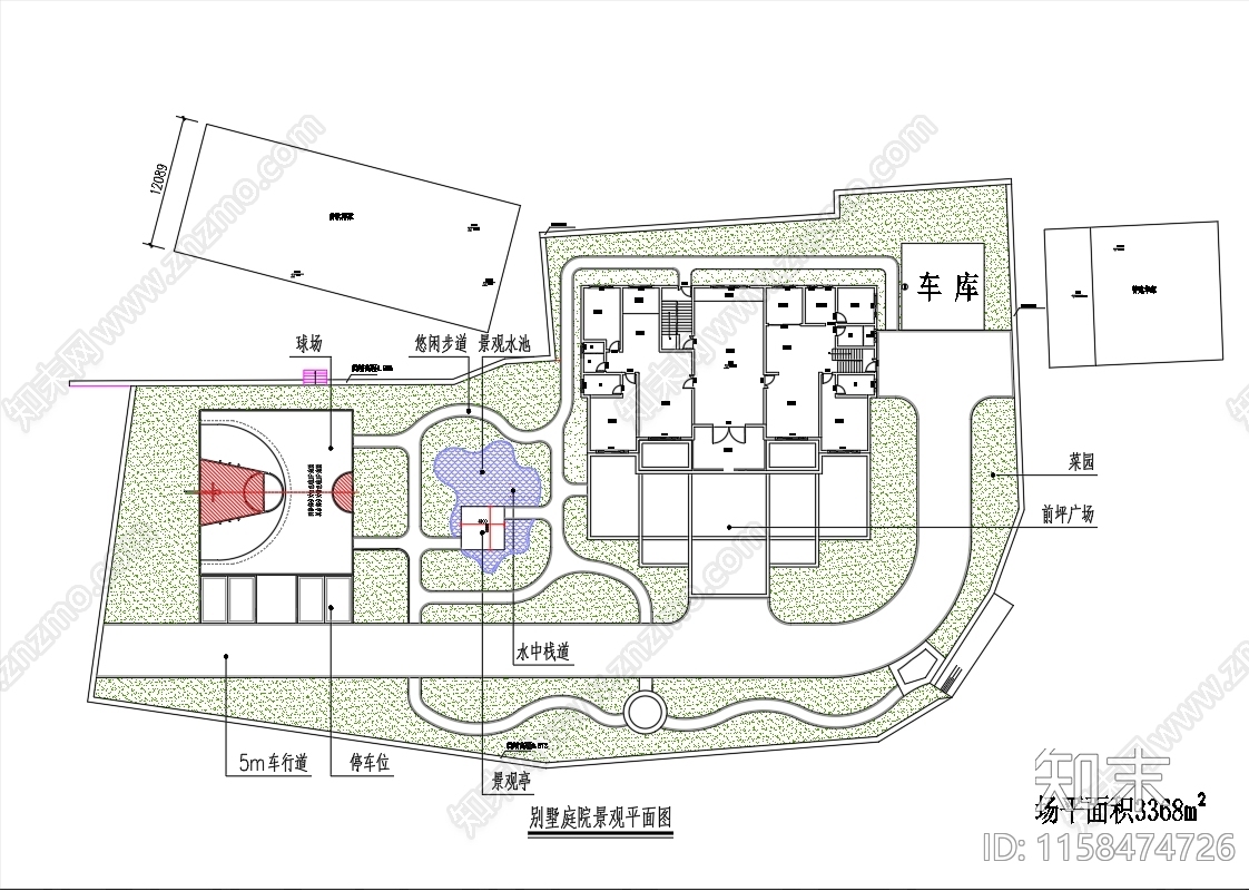 别墅庭院景观平面方案cad施工图下载【ID:1158474726】