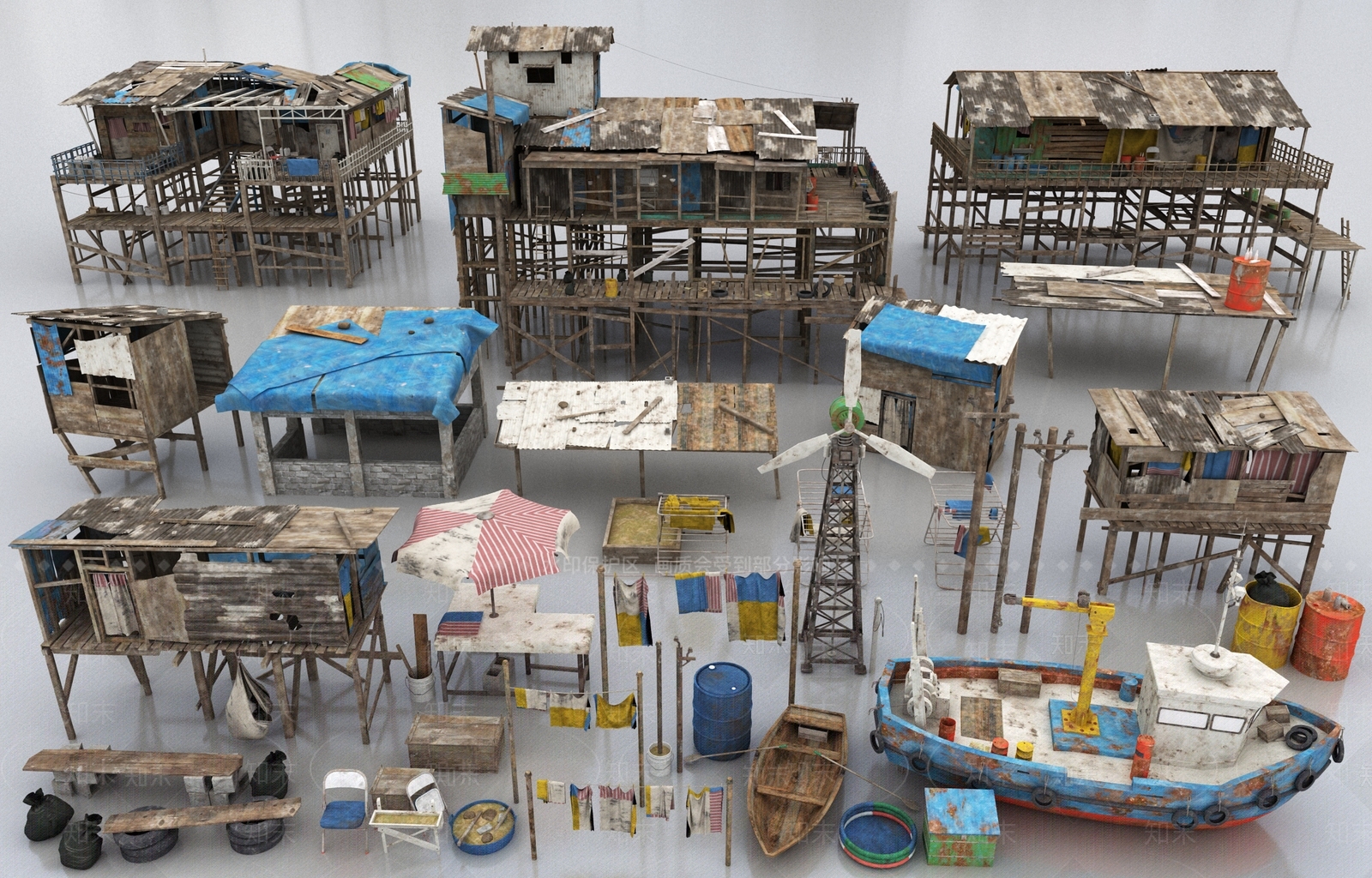 现代废墟游戏场景SU模型下载【ID:1158702952】