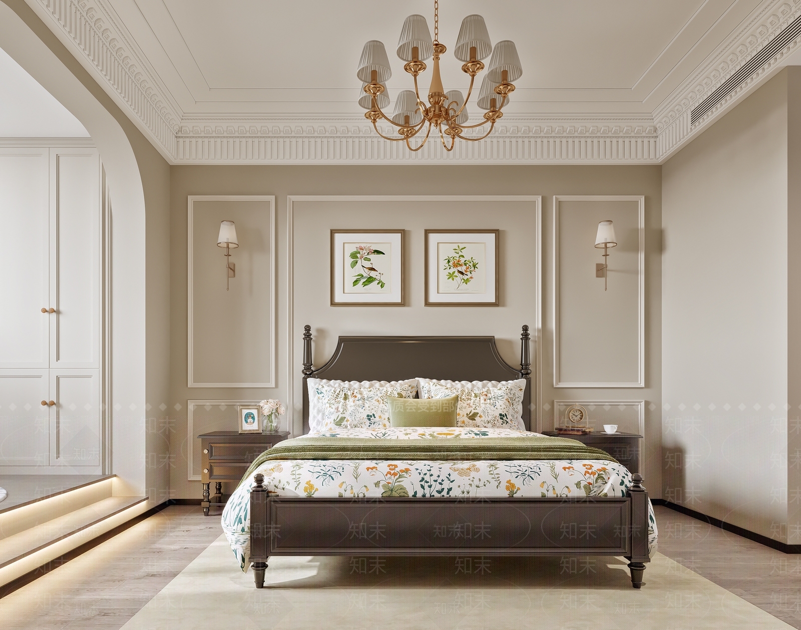 美式田园卧室3D模型下载【ID:1158488712】