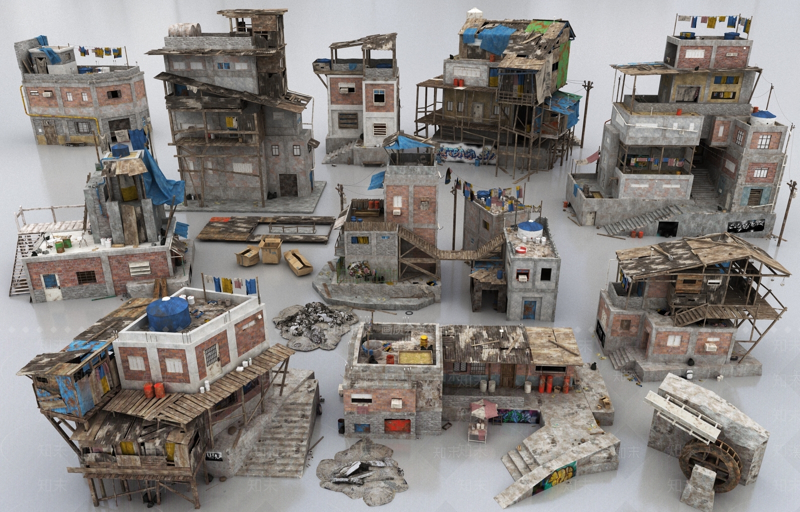 现代废墟游戏场景SU模型下载【ID:1158702751】