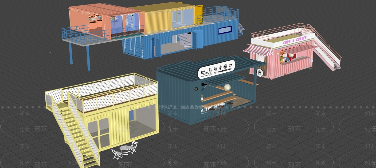 现代餐饮建筑SU模型下载【ID:1158493139】