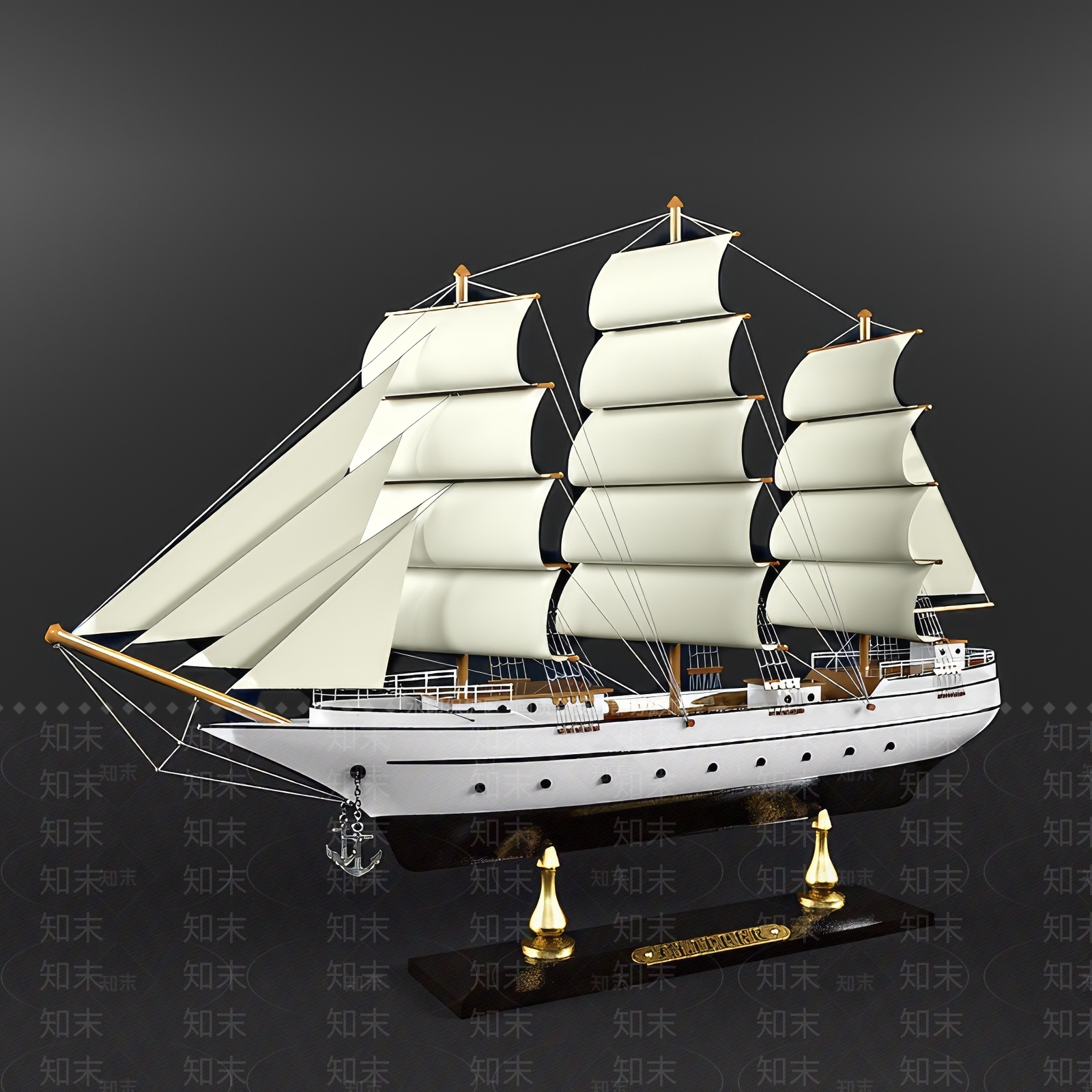 现代复古帆船摆件3D模型下载【ID:1158497773】