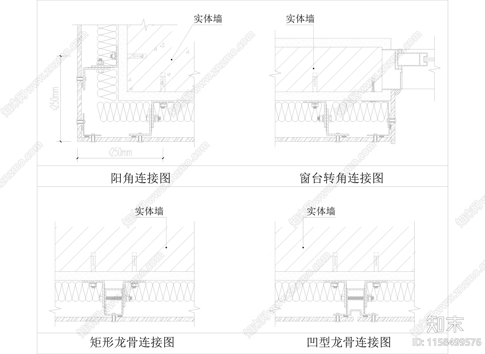 墙面装饰板干挂做法1cad施工图下载【ID:1158499576】