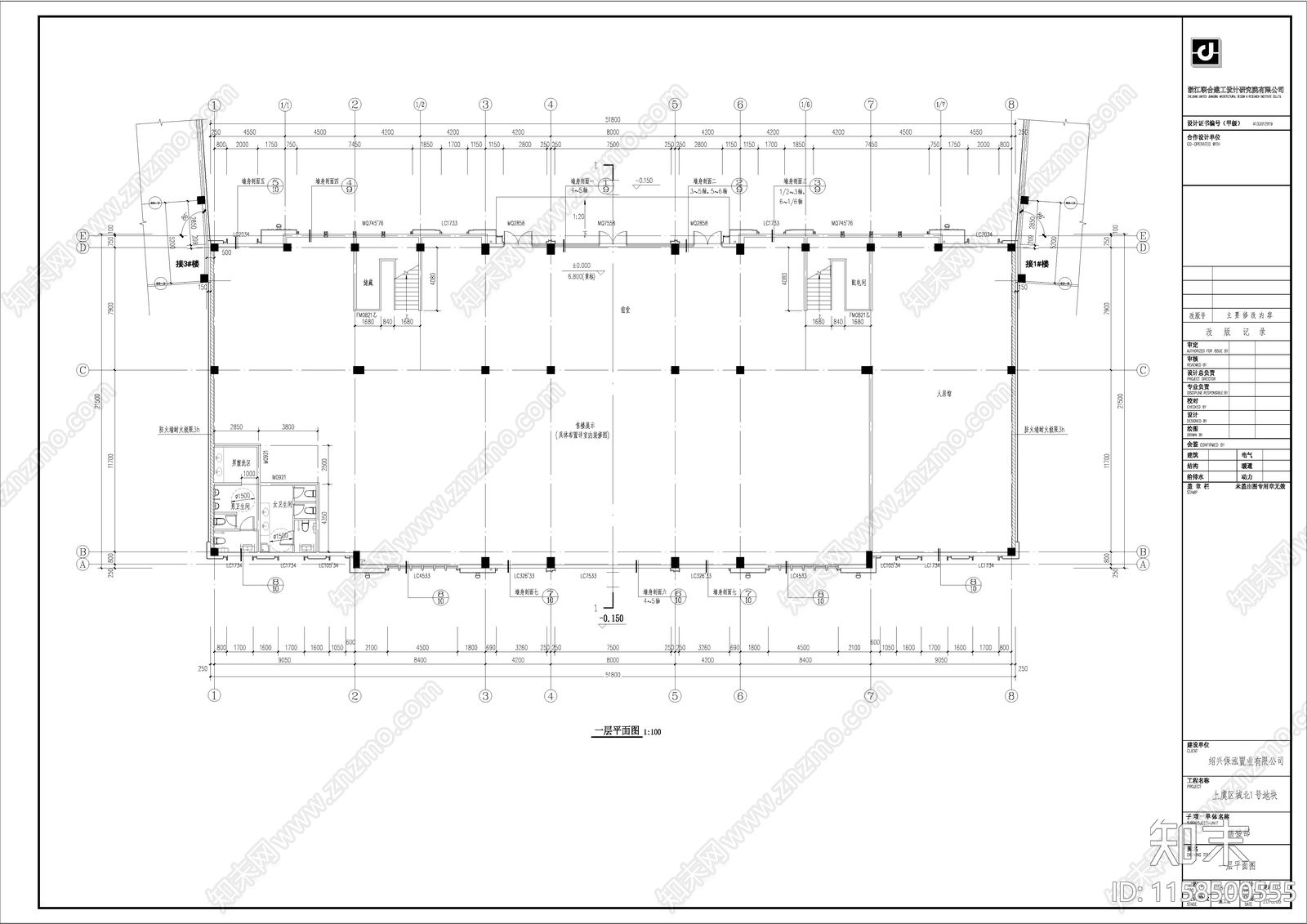 售楼处建筑cad施工图下载【ID:1158500555】