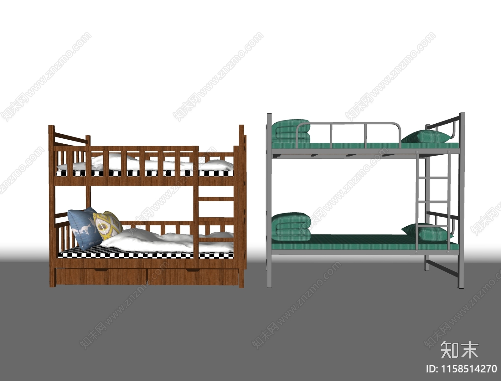 现代双层床SU模型下载【ID:1158514270】