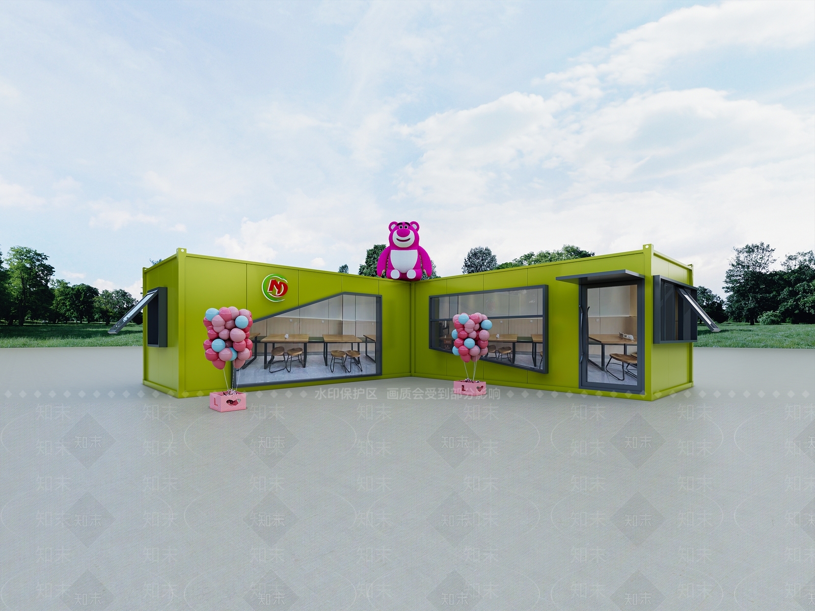 现代餐饮建筑SU模型下载【ID:1158515514】