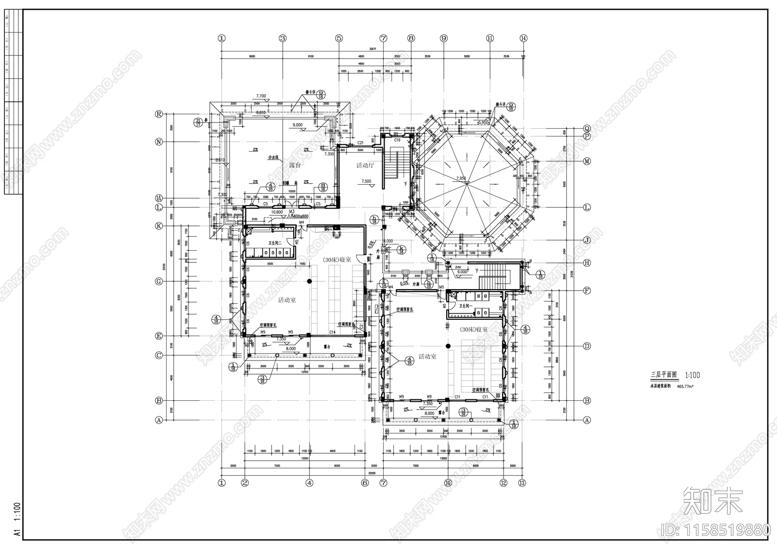 某仿欧式小区配套幼儿园建筑cad施工图下载【ID:1158519880】