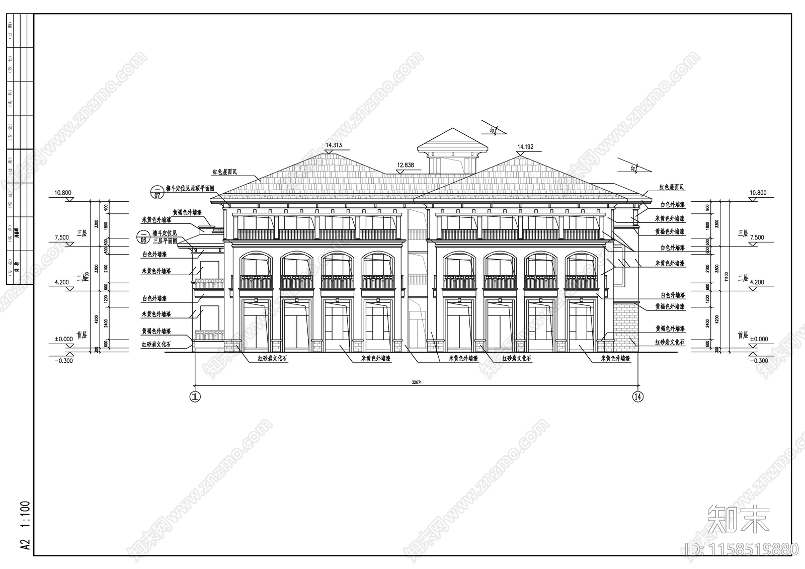 某仿欧式小区配套幼儿园建筑cad施工图下载【ID:1158519880】