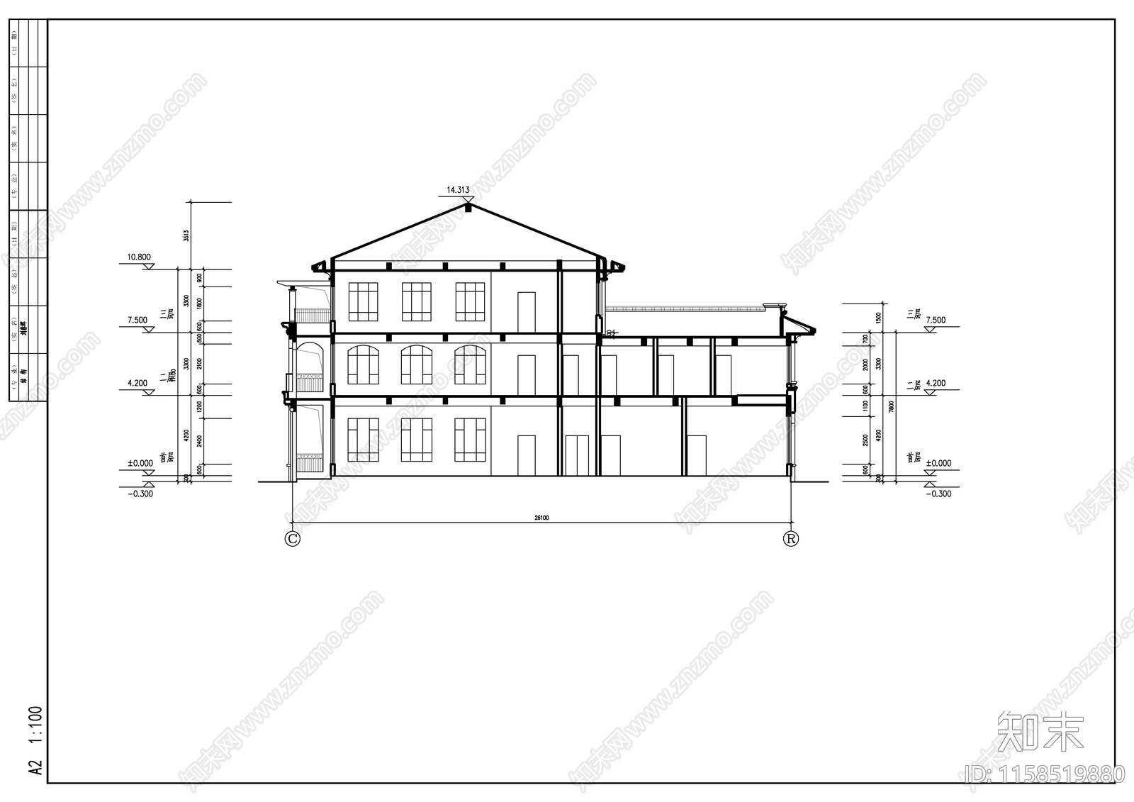 某仿欧式小区配套幼儿园建筑cad施工图下载【ID:1158519880】